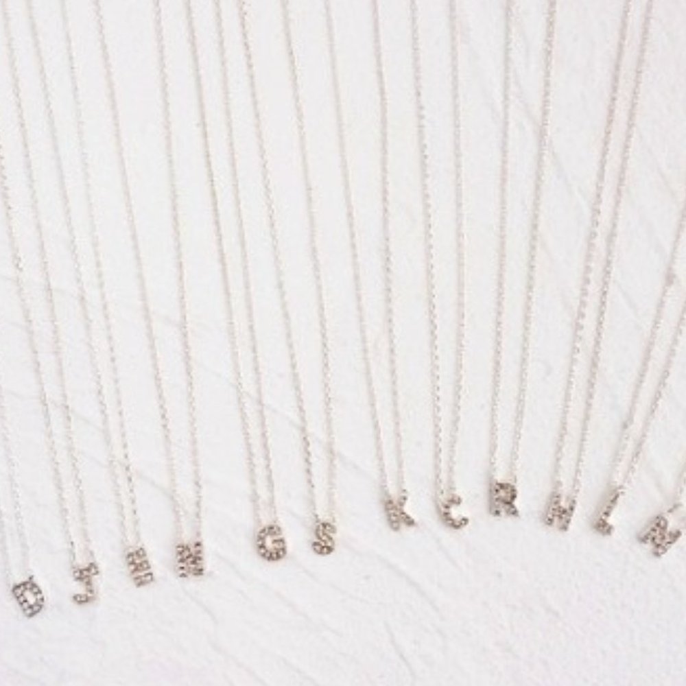 mini Initial crystal pendant necklace Clavicle Necklace
